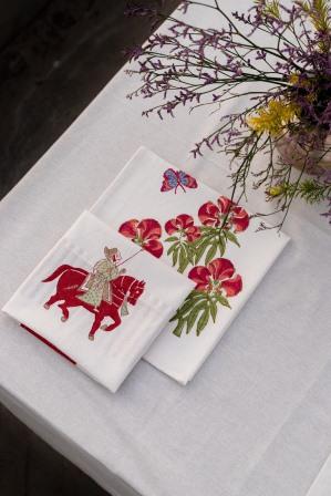 Burgundy/Mint Hand block Printed Napkin Sets