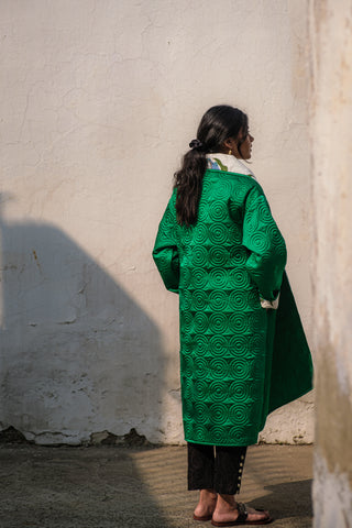 MAZE SILK JACKET EMERALD GREEN